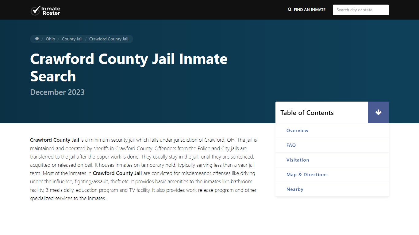 Inmate Search | Crawford County Jail - Bucyrus, OH